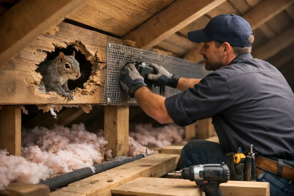 Squirrel Damage Attic Repair That Really Lasts